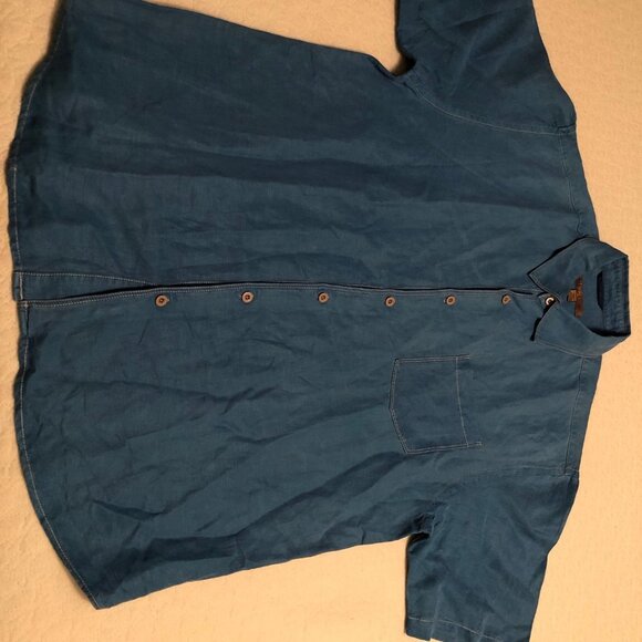 BLUE BY PRONTO UOMO Men's 'SILK/LINEN SHIRT SKY BLUE LARGE - Picture 2 of 9